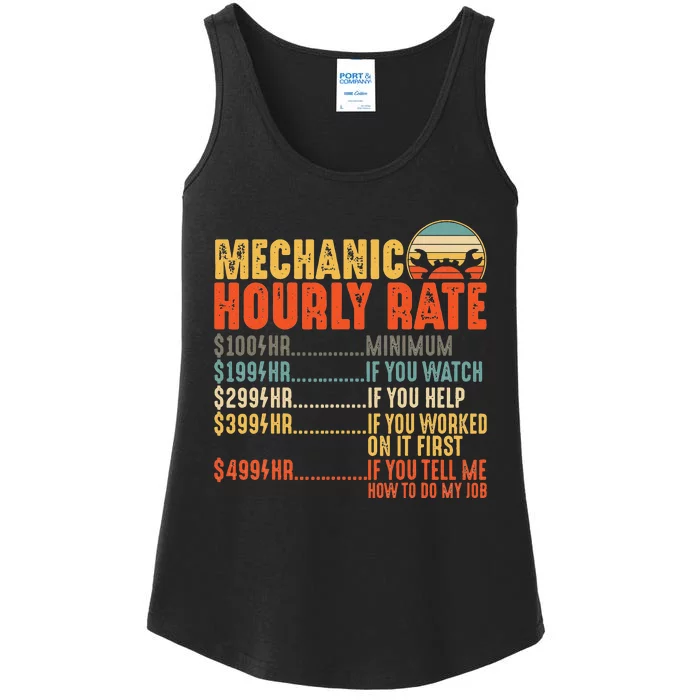 Funny Mechanic Hourly Rate Gift Labor Rates Ladies Essential Tank