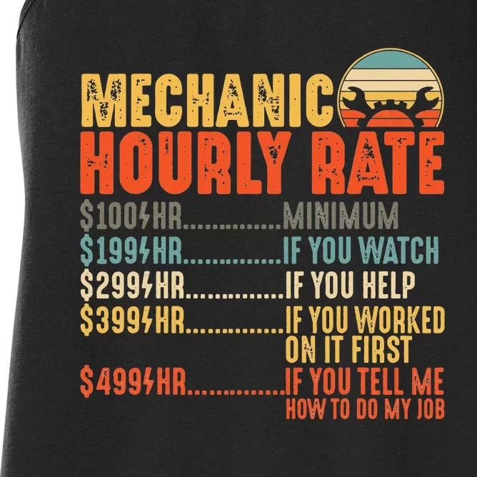 Funny Mechanic Hourly Rate Gift Labor Rates Women's Racerback Tank