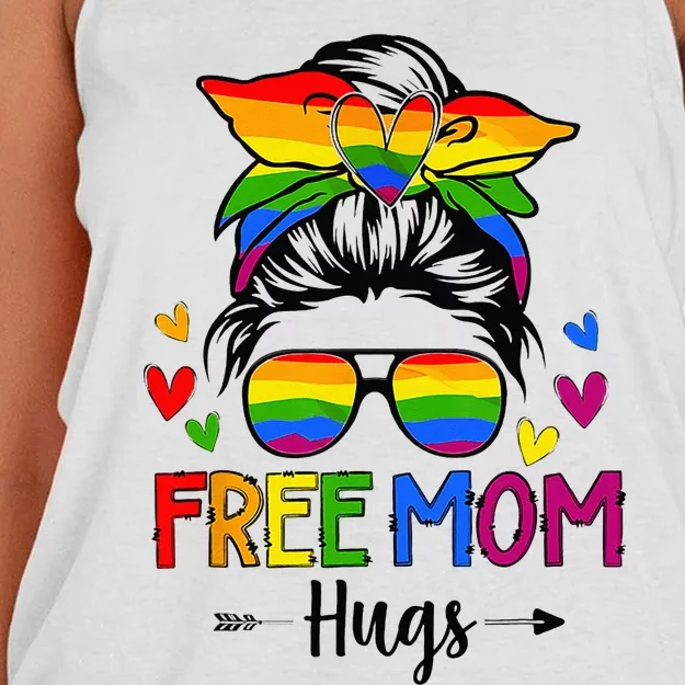 Free Mom Hugs Free Mom Hugs Inclusive Pride LGBTQIA Women's Knotted Racerback Tank