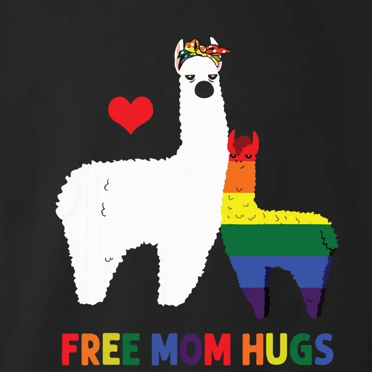 Free Mom Hugs Rainbow Heart Mama Llama LGBT Pride Month Toddler Hoodie