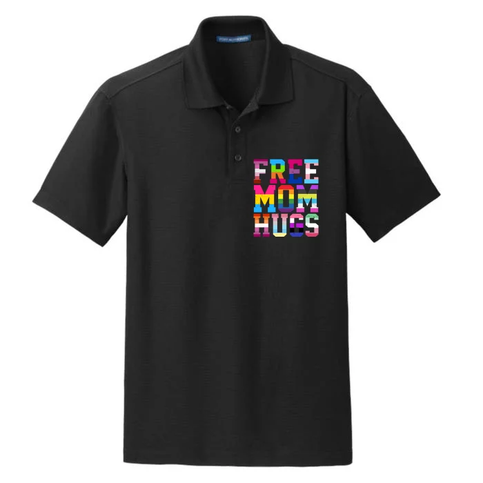 Free Mom Hugs Pride Month Lgbt Dry Zone Grid Performance Polo