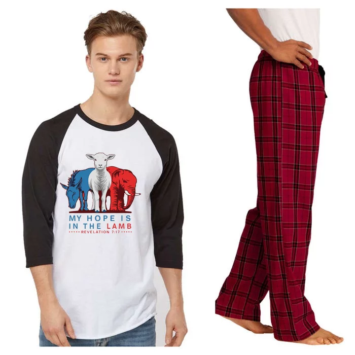 Funny My Hope Is In The Lamb Scripture Elephant Donkey Raglan Sleeve Pajama Set