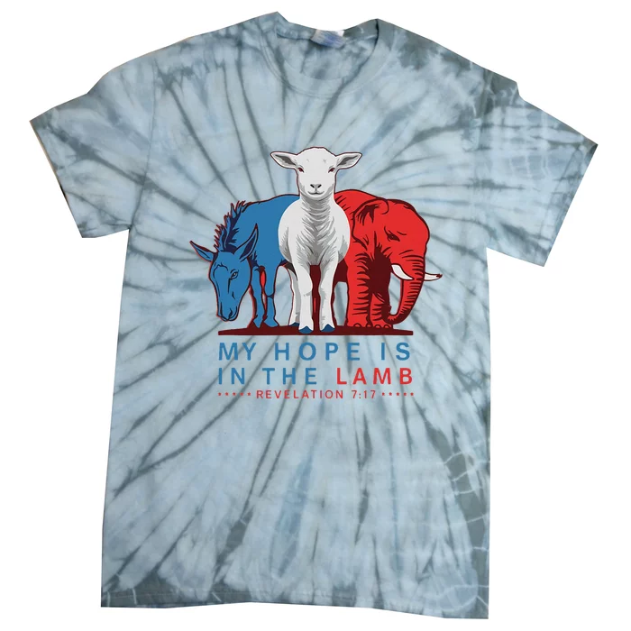 Funny My Hope Is In The Lamb Scripture Elephant Donkey Tie-Dye T-Shirt