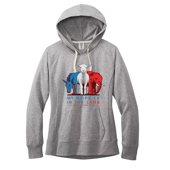 Funny My Hope Is In The Lamb Scripture Elephant Donkey Women's Fleece Hoodie