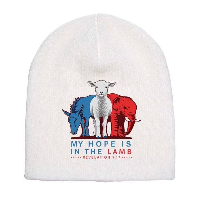 Funny My Hope Is In The Lamb Scripture Elephant Donkey Short Acrylic Beanie