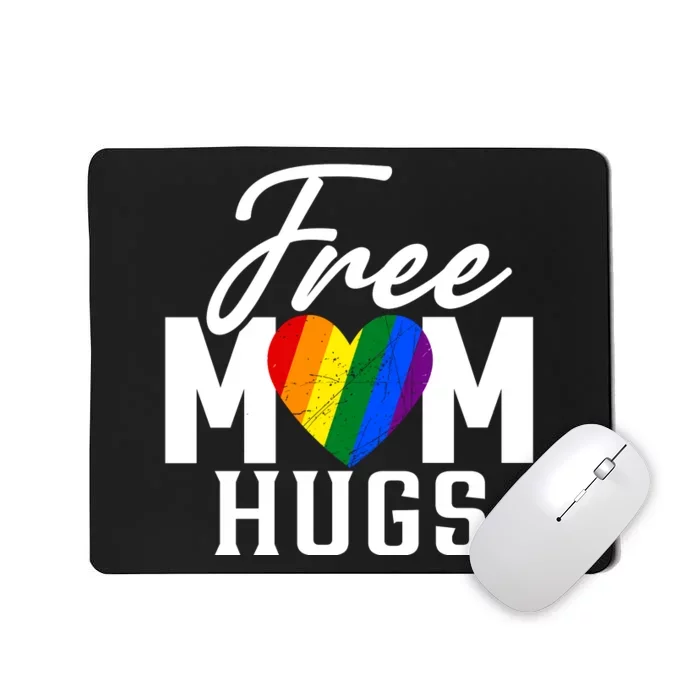 Free Mom Hugs Pride Rainbow Heart Graphic Mousepad