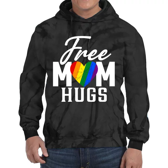 Free Mom Hugs Pride Rainbow Heart Graphic Tie Dye Hoodie