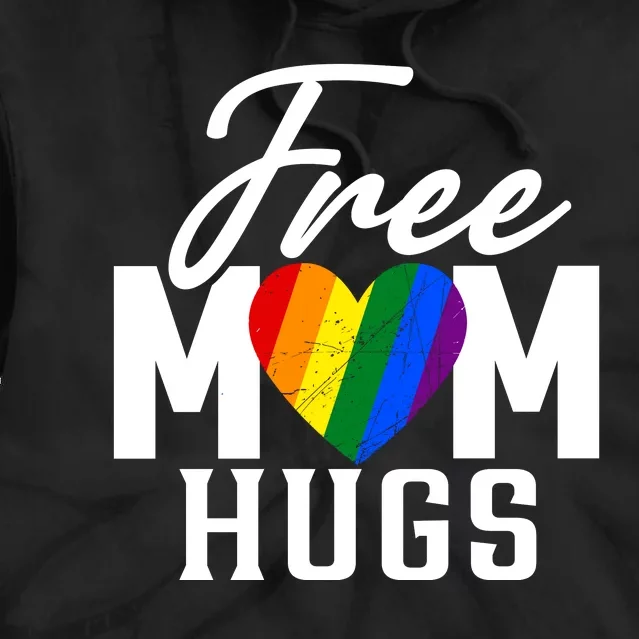 Free Mom Hugs Pride Rainbow Heart Graphic Tie Dye Hoodie