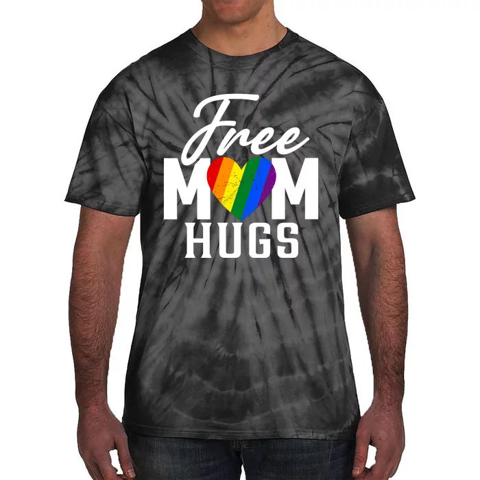 Free Mom Hugs Pride Rainbow Heart Graphic Tie-Dye T-Shirt