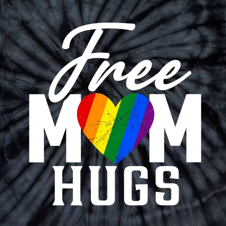 Free Mom Hugs Pride Rainbow Heart Graphic Tie-Dye T-Shirt