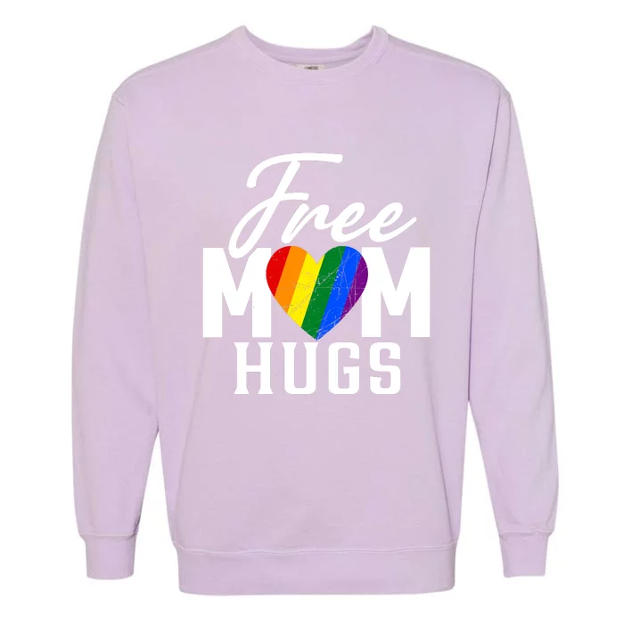 Free Mom Hugs Pride Rainbow Heart Graphic Garment-Dyed Sweatshirt