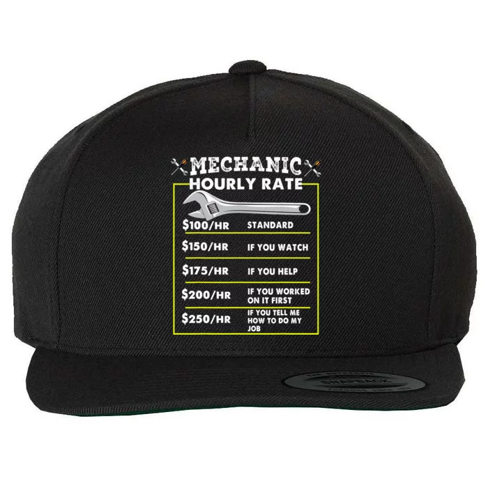 Funny Mechanic Hourly Rate Tee Labor Rates Wool Snapback Cap