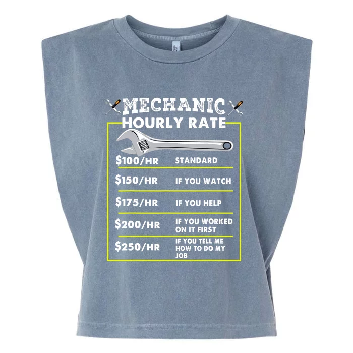 Funny Mechanic Hourly Rate Tee Labor Rates Garment-Dyed Women's Muscle Tee