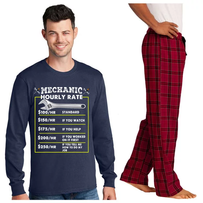 Funny Mechanic Hourly Rate Tee Labor Rates Long Sleeve Pajama Set