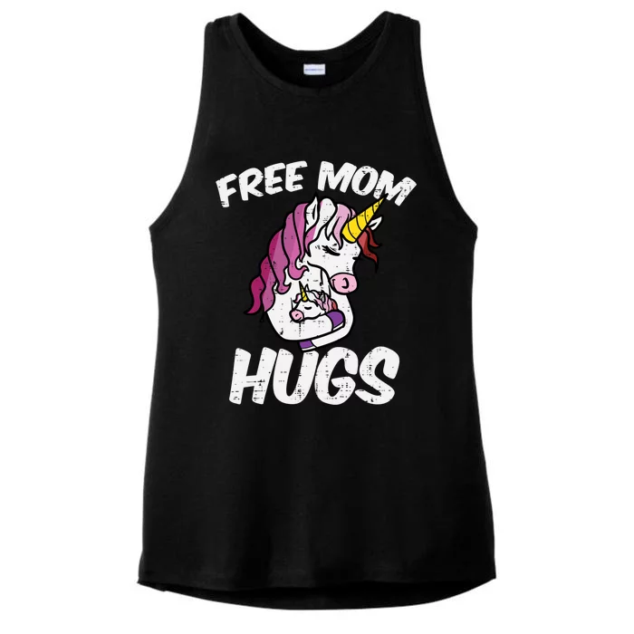 Free Mom Hugs Unicorn Lesbian Lgbtq Pride Flag Mama Gift Ladies Tri-Blend Wicking Tank