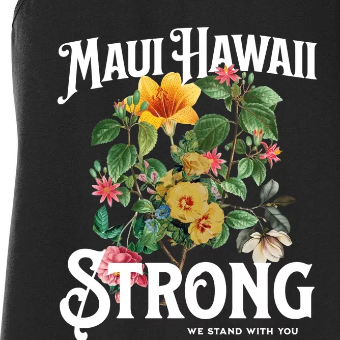 Floral Maui Hawaii Strong We Stand With Maui Women's Racerback Tank