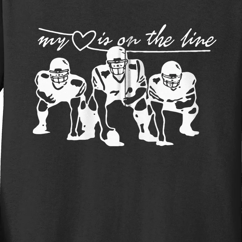 Football My Heart Is On The Line Offensive Lineman Kids Long Sleeve Shirt