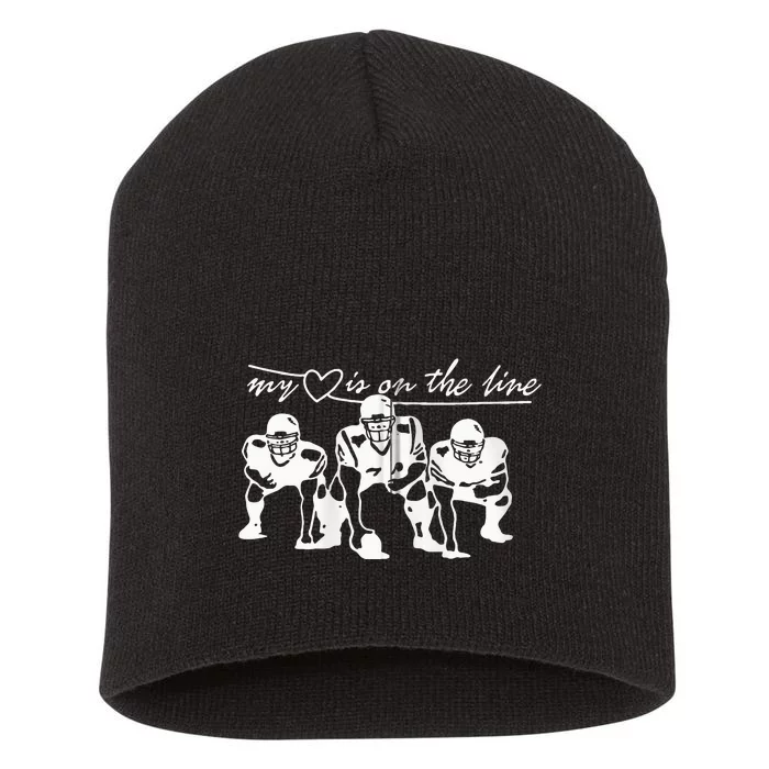 Football My Heart Is On The Line Offensive Lineman Short Acrylic Beanie