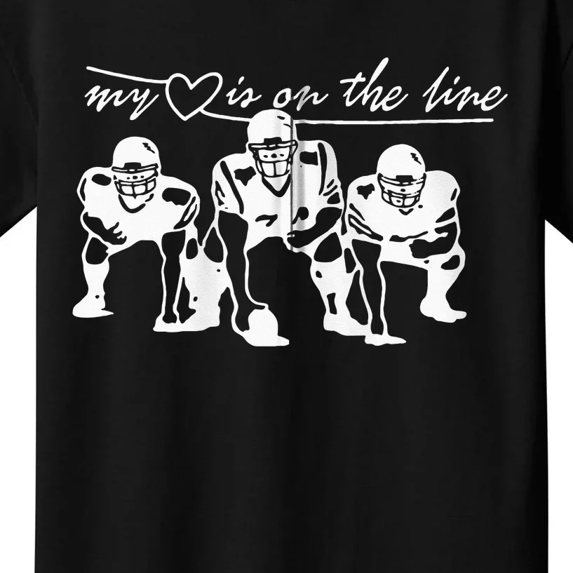 Football My Heart Is On The Line Offensive Lineman Kids T-Shirt