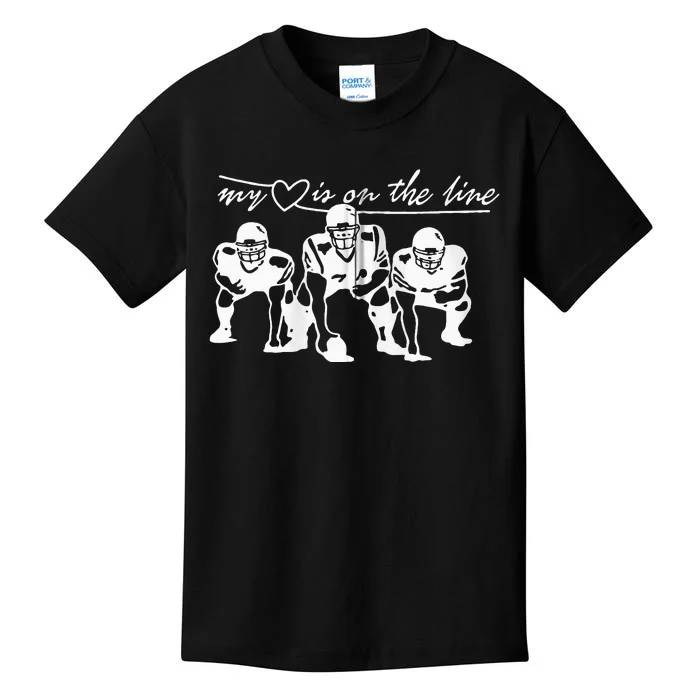 Football My Heart Is On The Line Offensive Lineman Kids T-Shirt