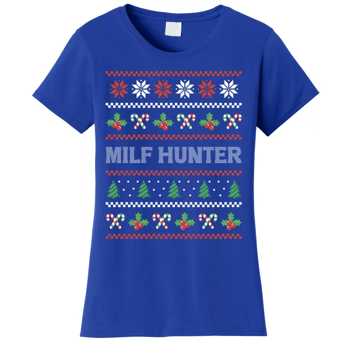 Funny Milf Hunter Adult Humor Joke Ugly Christmas Sweater Gift Women's T-Shirt