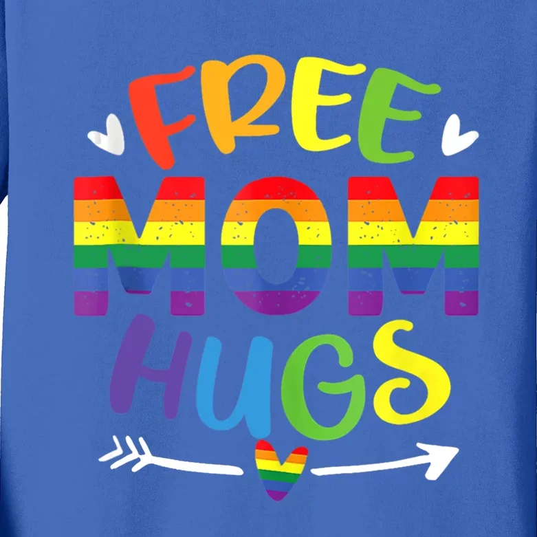 Free Mom Hugs Daisy Rainbow Heart Lgbt Pride Month Cool Gift Kids Long Sleeve Shirt