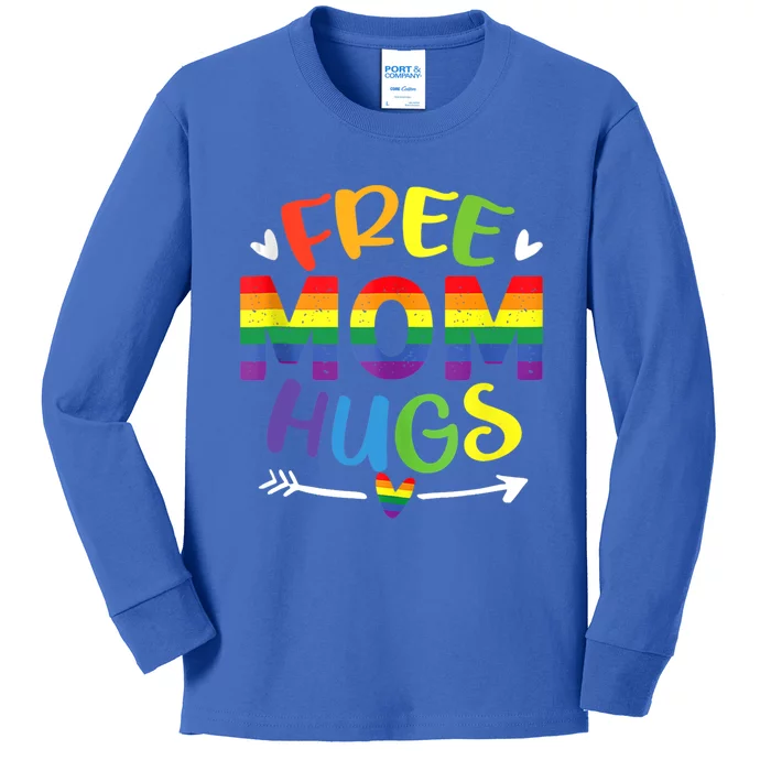 Free Mom Hugs Daisy Rainbow Heart Lgbt Pride Month Cool Gift Kids Long Sleeve Shirt