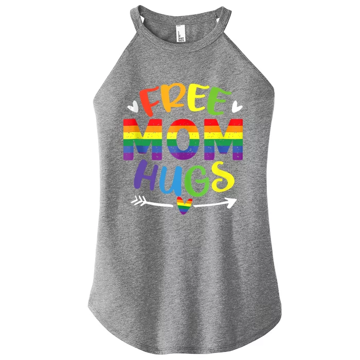 Free Mom Hugs Daisy Rainbow Heart Lgbt Pride Month Cool Gift Women’s Perfect Tri Rocker Tank