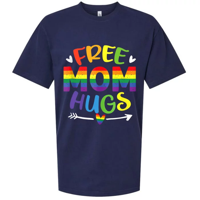 Free Mom Hugs Daisy Rainbow Heart Lgbt Pride Month Cool Gift Sueded Cloud Jersey T-Shirt