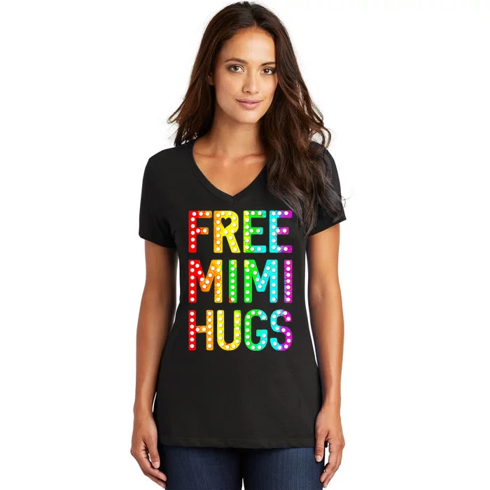 Free Mimi Hugs Funny Lgbt Pride Women's V-Neck T-Shirt