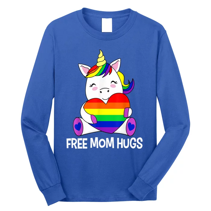 Free Mom Hugs Funny Unicorn Rainbow Gay Lgbt Pride Month Cute Gift Long Sleeve Shirt