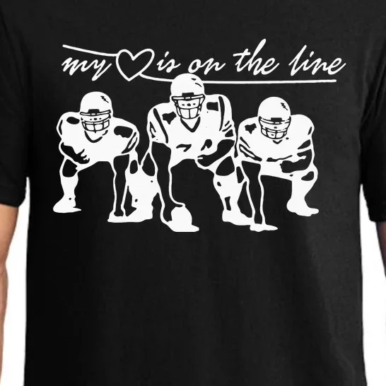 Football My Heart Is On The Line Offensive Lineman Pajama Set