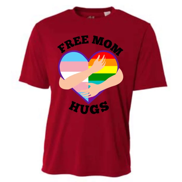 Free Mom Hugs Rainbow And Flag Heart Pride Lgbtq Great Gift Cooling Performance Crew T-Shirt