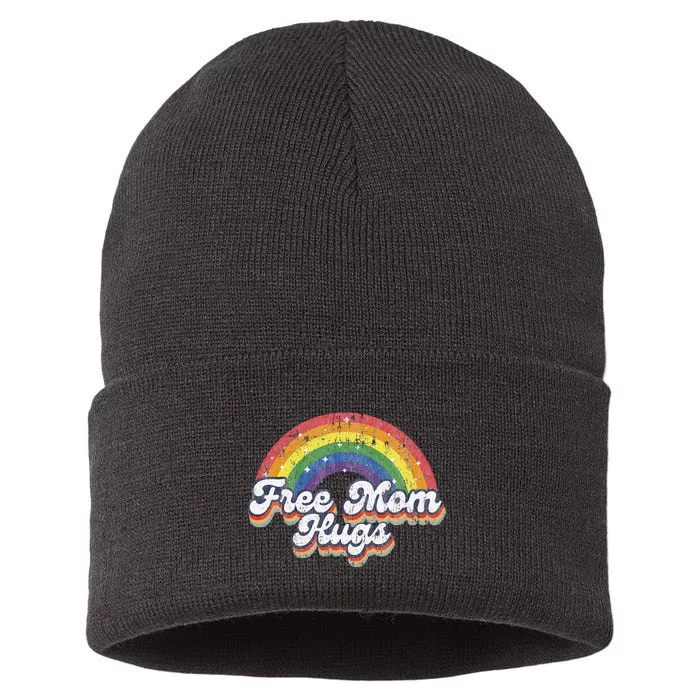 Free Mom Hugs Rainbow Heart Lgbt Flag Lgbt Pride Month Sustainable Knit Beanie