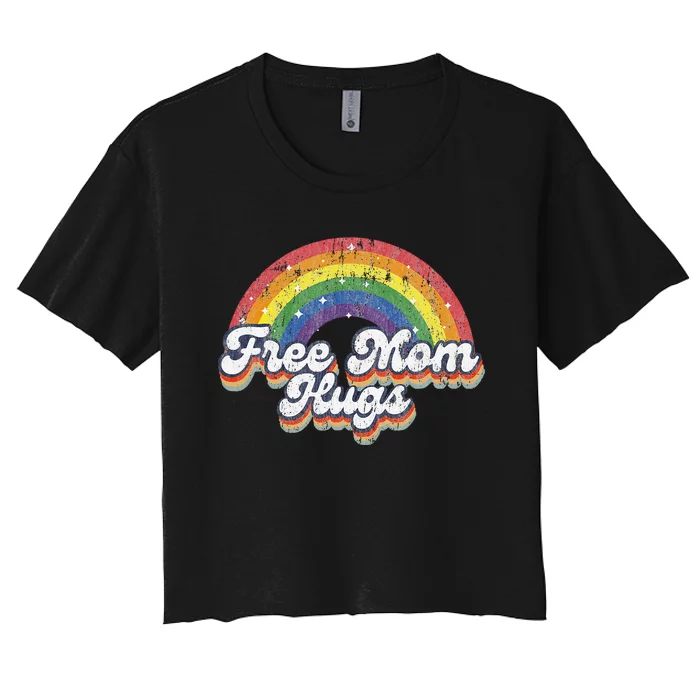 Free Mom Hugs Rainbow Heart Lgbt Flag Lgbt Pride Month Women's Crop Top Tee