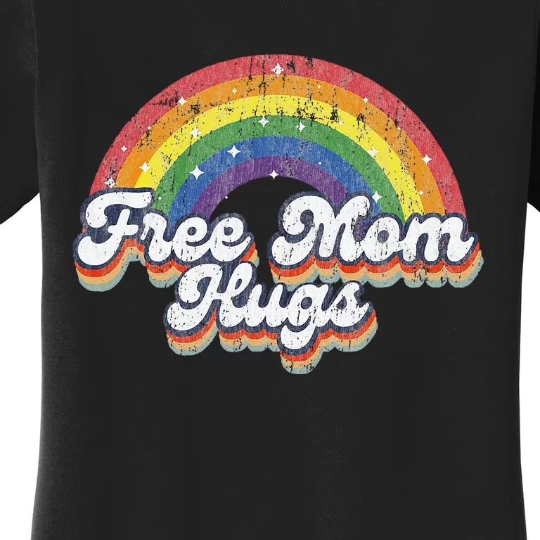 Free Mom Hugs Rainbow Heart Lgbt Flag Lgbt Pride Month Women's T-Shirt