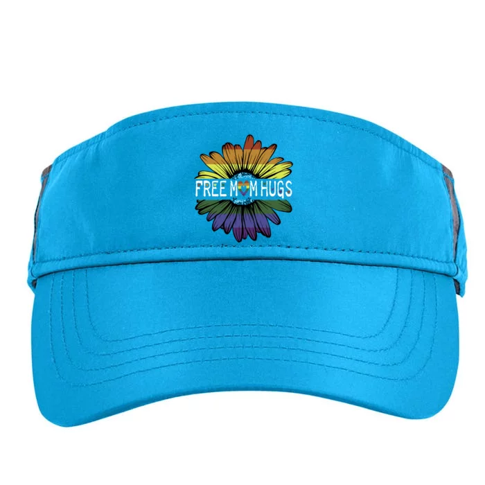 Free Mom Hugs Rainbow Daisy Sunflower Lgbt Pride Month Gift Adult Drive Performance Visor