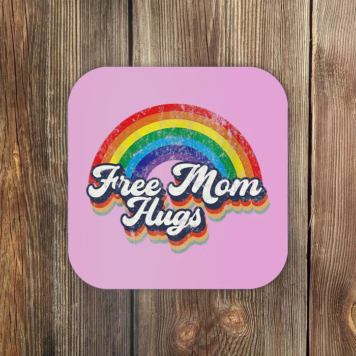 Free Mom Hugs Rainbow Heart LGBT Flag LGBT Pride Month Coaster