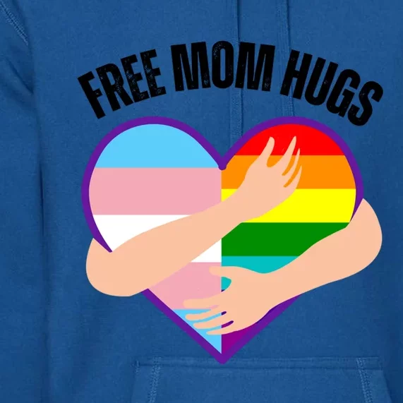 Free Mom Hugs With Rainbow And Flag Heart Lgbtq Cute Gift Premium Hoodie