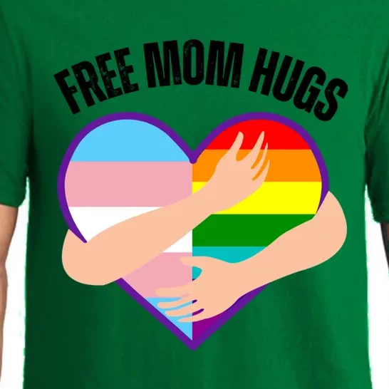 Free Mom Hugs With Rainbow And Flag Heart Lgbtq Cute Gift Pajama Set