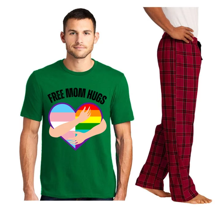 Free Mom Hugs With Rainbow And Flag Heart Lgbtq Cute Gift Pajama Set