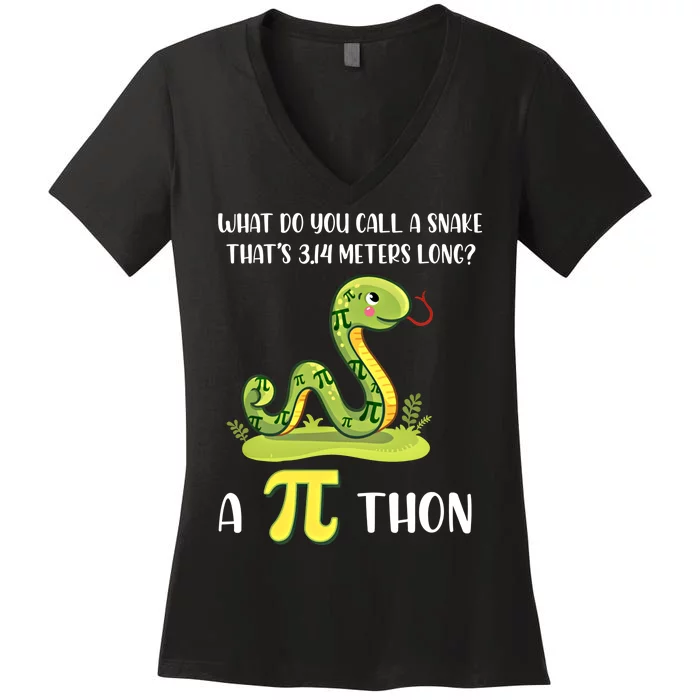 Funny Math Humor Celebrate Pi Day March 14 Python Pi Cute Gift Women's V-Neck T-Shirt