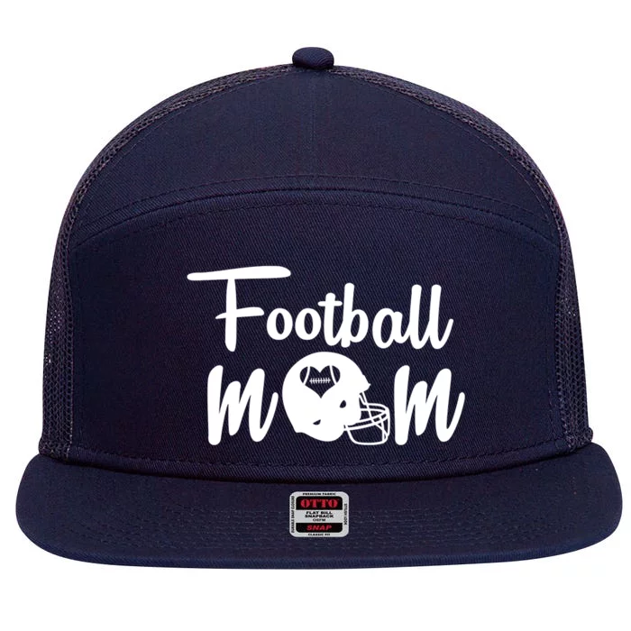 Football Mom Heart Cute Helmet 7 Panel Mesh Trucker Snapback Hat