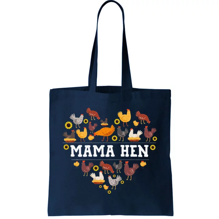 Funny Mama Hen Heart Chicken Mom Chicken Lover Mother's Day Tote Bag