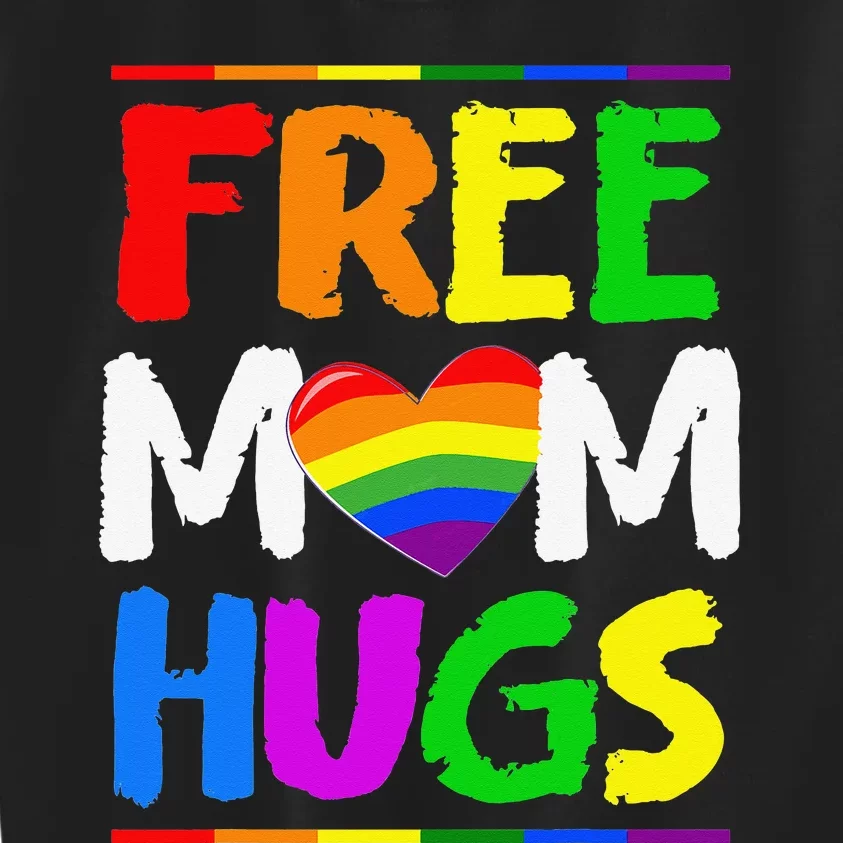 Free Mom Hugs LGBT LGBTQ Pride Month Rainbow Mom Support Kids Sweatshirt