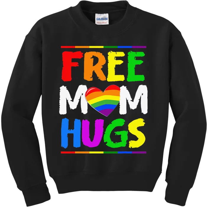 Free Mom Hugs LGBT LGBTQ Pride Month Rainbow Mom Support Kids Sweatshirt