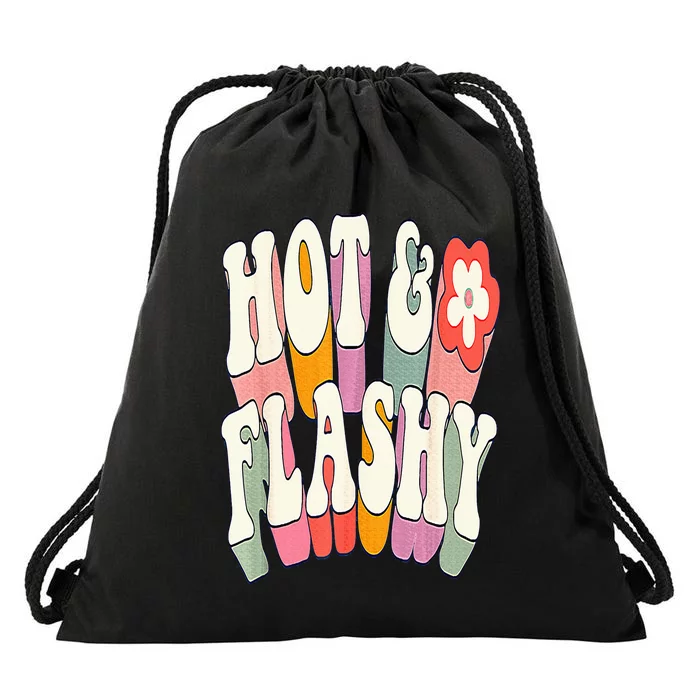 Funny Menopause hot flashes gift for Hot and Flashy Drawstring Bag