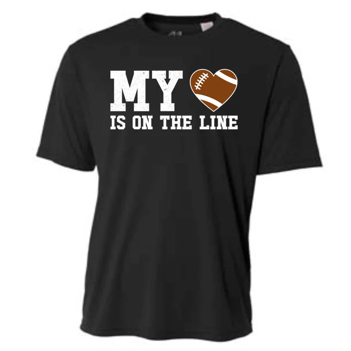 Football My Heart Is On The Line Offensive Line Cute Funny Gift Cooling Performance Crew T-Shirt