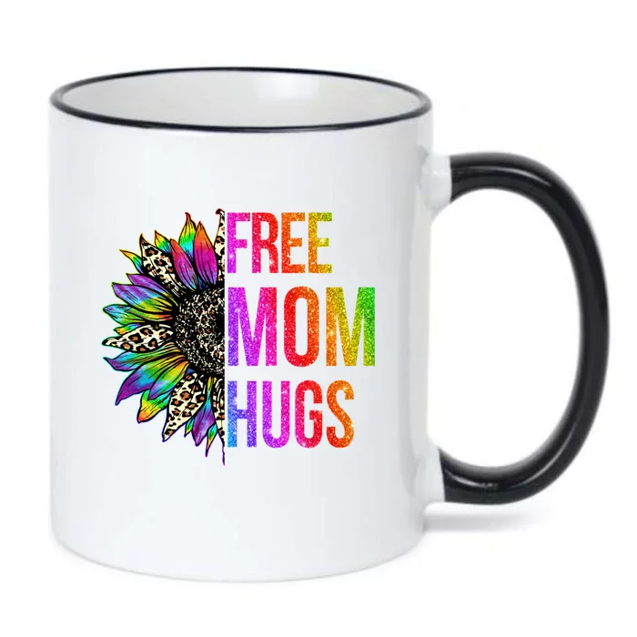 Free Mom Hugs Lgbt Pride Rainbow Leopard Sunflower Gift Black Color Changing Mug