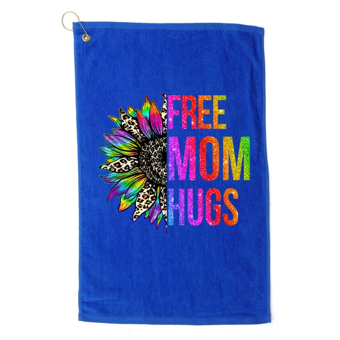 Free Mom Hugs Lgbt Pride Rainbow Leopard Sunflower Gift Platinum Collection Golf Towel